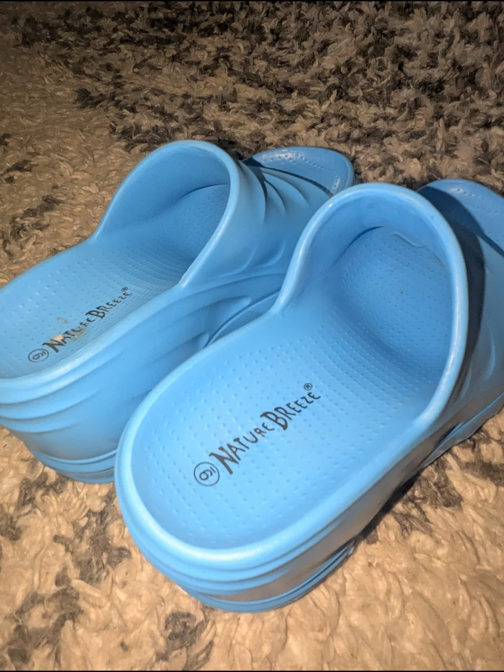 Nature Breeze Light Blue Platform Slide Sandals